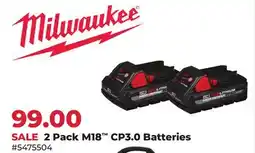 Runnings Milwaukee 2 Pack M18 CP3.0 Batteries offer