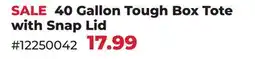 Runnings 40 Gallon Tough Box Tote with Snap Lid offer