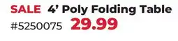Runnings 4' Poly Folding Table offer