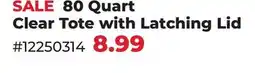 Runnings 80 Quart Clear Tote with Latching Lid offer