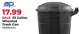 Runnings American Plastics 32 Gallon Wheeled Trash Can offer