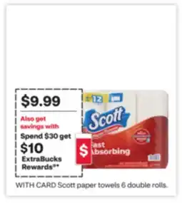 CVS Scott paper towels 6 double rolls offer