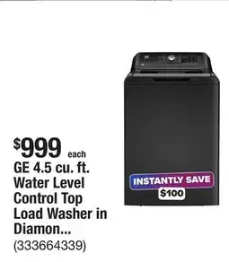 The Home Depot GE 4.5 cu. ft. Water Level Control Top Load Washer in Diamond Gray offer
