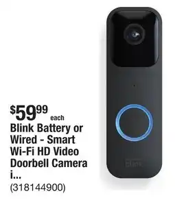 The Home Depot Blink Battery or Wired - Smart Wi-Fi HD Video Doorbell Camera in Black offer