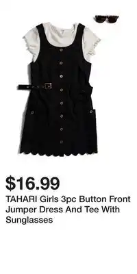 TJ Maxx TAHARI Girls 3pc Button Front Jumper Dress And Tee With Sunglasses offer