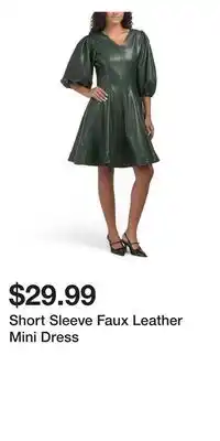 TJ Maxx Short Sleeve Faux Leather Mini Dress offer