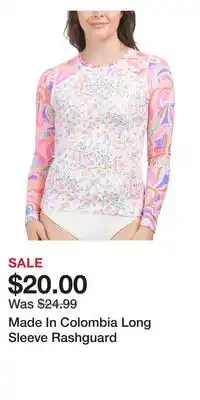 TJ Maxx Made In Colombia Long Sleeve Rashguard offer