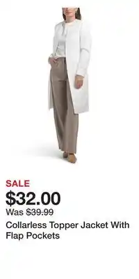 TJ Maxx Collarless Topper Jacket With Flap Pockets offer