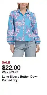 TJ Maxx Long Sleeve Button Down Printed Top offer
