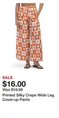 TJ Maxx Printed Silky Crepe Wide Leg Cover-up Pants offer