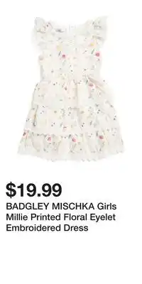 TJ Maxx BADGLEY MISCHKA Girls Millie Printed Floral Eyelet Embroidered Dress offer