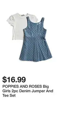 TJ Maxx POPPIES AND ROSES Big Girls 2pc Denim Jumper And Tee Set offer