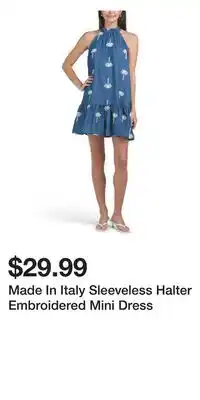 TJ Maxx Made In Italy Sleeveless Halter Embroidered Mini Dress offer