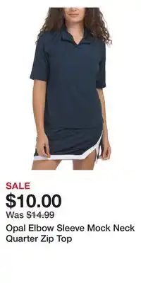 TJ Maxx Opal Elbow Sleeve Mock Neck Quarter Zip Top offer