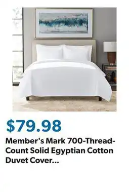 Sam's Club Member's Mark 700-Thread-Count Solid Egyptian Cotton Duvet Cover Set, Assorted Sizees offer