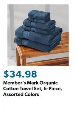 Sam's Club Member's Mark Organic Cotton Towel Set, 6-Piece, Assorted Colors offer