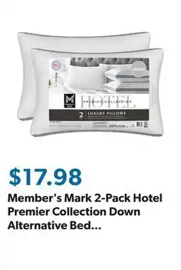 Sam's Club Member's Mark 2-Pack Hotel Premier Collection Down Alternative Bed Pillows, Assorted Sizes offer