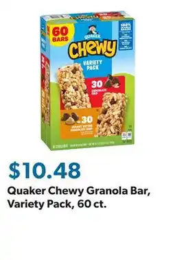 Sam's Club Quaker Chewy Granola Bar, Variety Pack, 60 ct offer