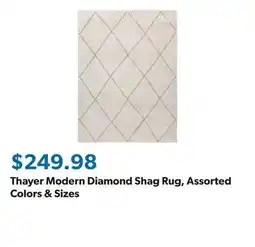 Sam's Club Thayer Modern Diamond Shag Rug, Assorted Colors & Sizes offer