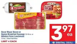 Albertsons Oscar mayer bacon or owens breakfast sausage 12-16 oz. or hillshire farm lunchmeat offer