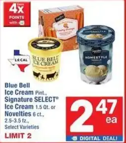 Albertsons Blue bell ice cream pint signature select ice cream or novelties offer