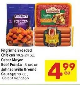 Albertsons Pilgrim's breaded chicken oscar mayer beef franks johnsonville ground sausage offer