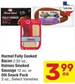 Albertsons Hormel fully cooked bacon holmes smoked sausage olli snack pack offer