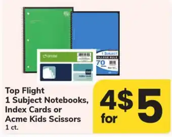 ACME Top Flight 1 Subject Notebooks, Index Cards or Acme Kids Scissors 1 ct offer