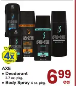 ACME AXE Deodorant 2.7 oz. pkg., Body Spray 4 oz. pkg offer