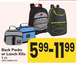 ACME Back Packs or Lunch Kits offer