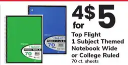 ACME Top Flight 1 Subject Themed Notebook Wide or College Ruled offer