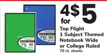 ACME Top Flight 1 Subject Themed Notebook Wide or College Ruled offer