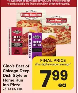ACME Gino's East of Chicago Deep Dish Style or Home Run Inn Pizza offer