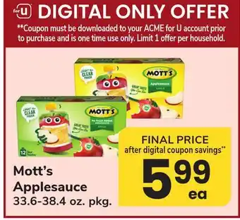 ACME Mott's Applesauce offer