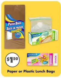 Dollar Tree Paper or Plastic Lunch Bags offer