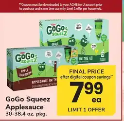 ACME GoGo Squeez Applesauce offer