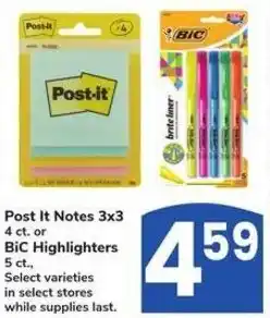 Albertsons Post It Notes BiC highlighters offer