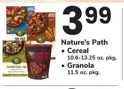 ACME Nature's Path Cereal 10.6-13.25 oz. pkg., Granola 11.5 oz. pkg offer