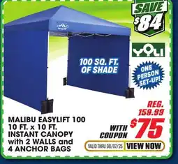 Big 5 Yoli Malibu EasyLift 100 10' x 10' Straight Leg Instant Canopy Value Pack offer