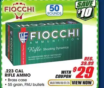 Big 5 Fiocchi Shooting Dynamics .223 Remington Ammunition offer