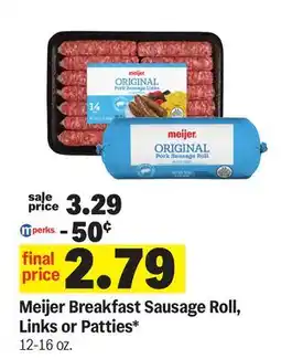 Meijer Meijer Breakfast Sausage Roll, Links or Patties offer
