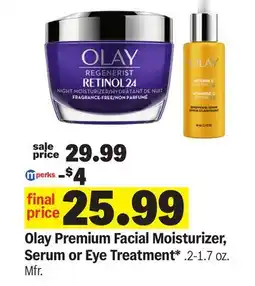 Meijer Olay Premium Facial Moisturizer, Serum or Eye Treatment offer