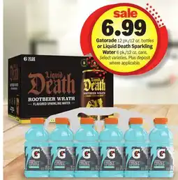 Meijer Gatorade 12 pk./12 oz. bottles or Liquid Death Sparkling Water 6 pk./12 oz. cans offer