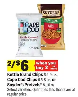 Meijer Kettle Brand Chips 6.5-9 oz., Cape Cod Chips 6.5-8 oz. or Snyder's Pretzels* 8-16 oz offer