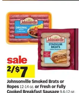 Meijer Johnsonville Smoked Brats or Ropes 12-14 oz. or Fresh or Fully Cooked Breakfast Sausage 9.6-12 oz offer