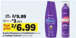 Meijer Aussie Shampoos or Conditioners 12.1 oz. or Styling Products* 3.2-10 oz offer