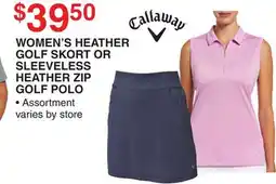 Dunham's Sports WOMEN'S HEATHER GOLF SKORT OR SLEEVELESS HEATHER ZIP GOLF POLO offer