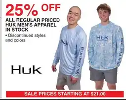 Dunham's Sports ALL REGULAR PRICED HUK MEN'S APPAREL IN STOCK offer