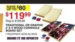 Dunham's Sports TRADITIONAL OR GRAPHIC 2' X 4' WOOD CORNHOLE BOARD SET offer