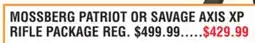 Dunham's Sports MOSSBERG PATRIOT OR SAVAGE AXIS XP RIFLE PACKAGE offer